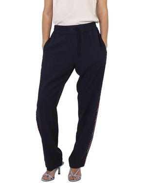 KENZO Midnight Straight-Leg Cropped Track Trousers, Brand Size 34 (Us - Blue