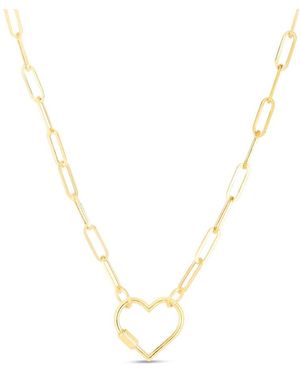 Kylie Harper Ladies 14K Heart Shaped Carabiner Paperclip Chain Necklace - Metallic