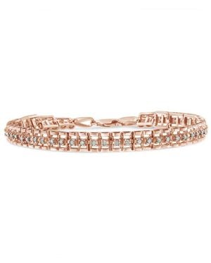 Haus of Brilliance 10k Re Gold Plated .925 Sterling Silver 1.0 Cttw Re Cut Diamond Double-link 7'' Tennis Bracelet - Pink