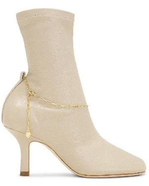 Burberry Square Toe Slinky Leather Ankle Boots, Brand Size 36 Us - Natural
