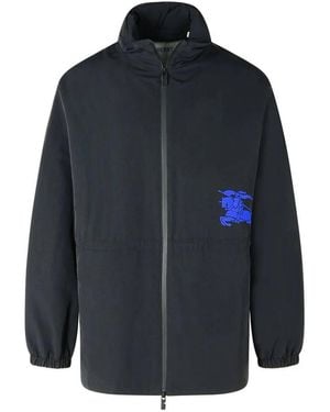 Burberry Ekd Motif Drawstring Waist Zipped Jacket - Blue