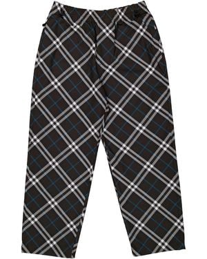 Burberry Check Print Twill Trousers - Black