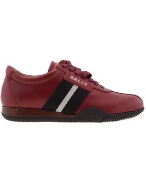 Bally Francisca Leather Low-Top Trainers, Brand Size 35 Us Size 4.5 - Red