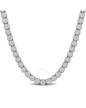 Created Forever 11 7/8Ct Tw Lab-Grown Diamond Tennis Necklace - Metallic