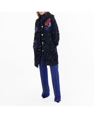 Ferragamo Ferragamo Poppies Jacquard Wool-Blend Coat - Blue