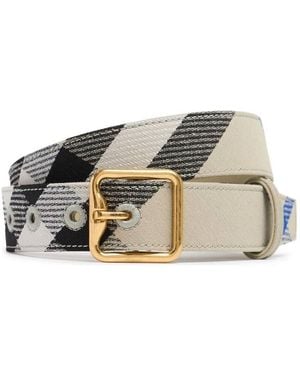 Burberry Check B Buckle Belt - Metallic