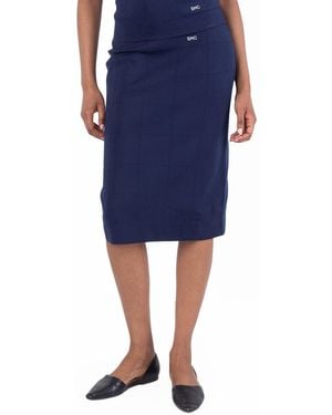 Stella McCartney Technical Knit Striped Midi Skirt - Blue