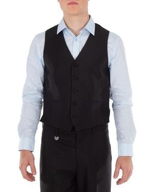 Burberry Wool-Silk Blend Waistcoat, Brand Size 46 Us - Blue