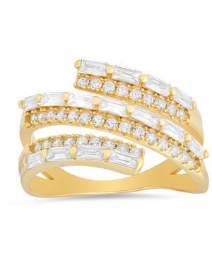 Kylie Harper 14K Over Cz Baguette-Cut Sprial Crossover Ring - Metallic