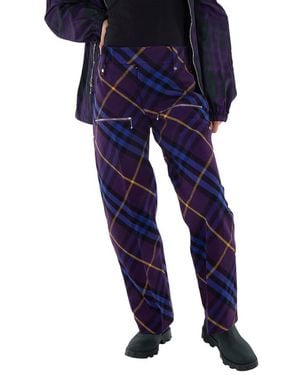 Burberry Ribbon Check Tailored Wool Pants, Brand Size 8 (Us - Blue