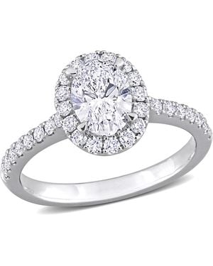 Created Forever 1 1/2 Ct Tw Oval & Round Lab Created Diamond Halo Engagement Ring - Metallic