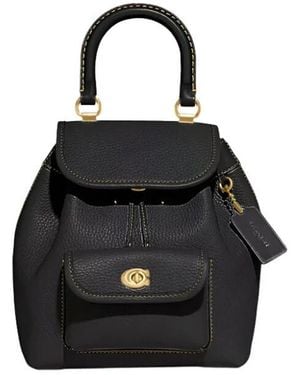 COACH Riya Pebble Leather Backpack 21 - Black