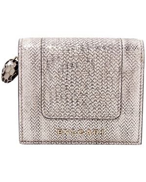 BVLGARI Serpenti Forever Compact Leather Wallet - White