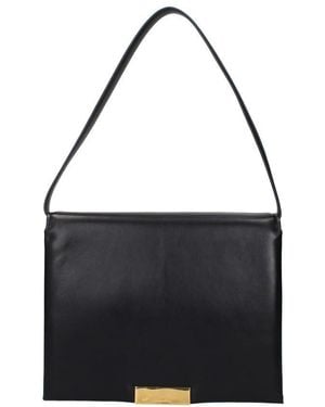 Jil Sander Leather With-Tone Accent Shoulder Bag - Black