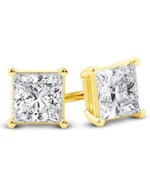 Brilliant Diamond 14K Igi Certified 1 Carat Princess Cut Lab Grown Diamond Stud Earrings For Vs Clarity, E-F Colour - Metallic