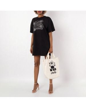 KENZO Constellation Embroidered T-Shirt Dress - Black