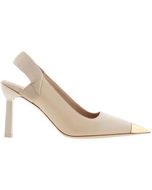 Ferragamo Alhena 85 Pointed-Toe Slingback High Heels - Metallic