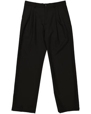 Burberry Wide Leg Wool Twill Trousers, Brand Size 46 (Waist - Black