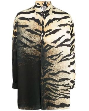 Roberto Cavalli Gradient Tiger-Print Oversized Shirt, Brand Size 50 Us - Black