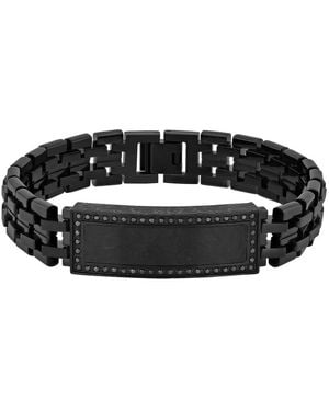 Robert Alton 3/8Ctw Diamond Stainless Steel With Finish Carbon Fibre Id Bracelet - Black