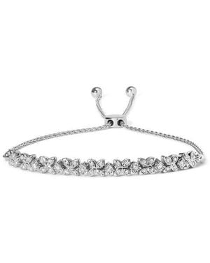 Haus of Brilliance 925 Sterling 1/4 Cttw Diamond Marquise Shaped Link 4"-10" Adjustable Bolo Bracelet - Metallic