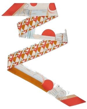 Fendi Two-Sided Silk Printed Wrappy - Orange