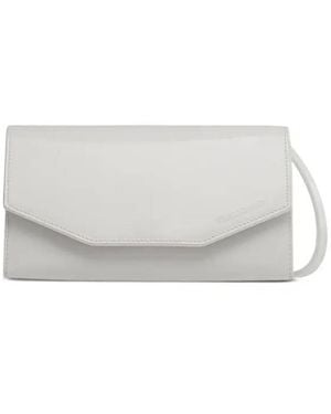 Ferragamo Geometric Leather Mini Clutch - Grey