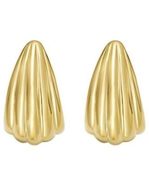 Tresorra Sterling Plated Scalloped Hoop Earrings - Yellow