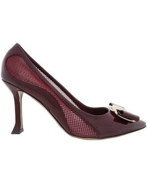 Ferragamo New Vara Mesh Insert Pumps - Purple
