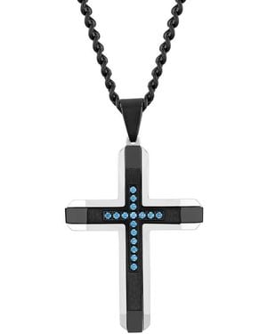 Robert Alton 1/10Ctw Diamond Stainless Steel & Cross Pendant - Metallic