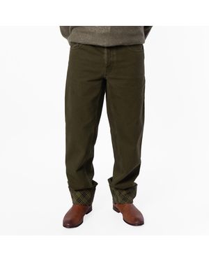 Burberry Check Pattern Turn Up Hem Jeans, - Green