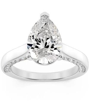 Mure And Co 2Ctw Pear Shaped Lab Grown Diamond (F/Vs) Accented Bridge Shank Engagement Ring - White