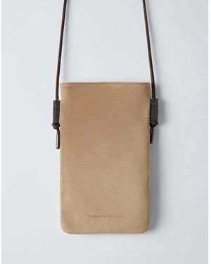 Brunello Cucinelli Light Suede Crossbody Bag - Natural