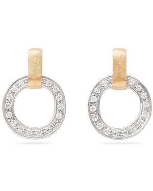 Marco Bicego Jaipur Link Collection 18k Yellow & White Gold Flat-link Diamond Studs - Metallic