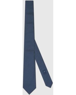 Gucci Gg Silk Jacquard Tie - Blue
