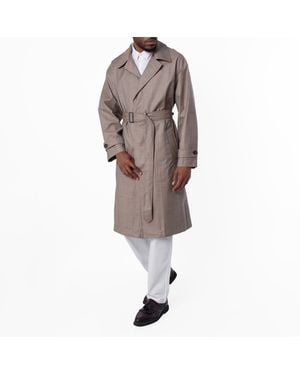 Emporio Armani Virgin-Wool Belted Trench Coat - Brown