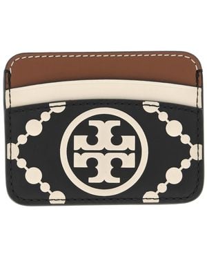 Tory Burch T Monogram Contrast Embossed Card Case - Brown
