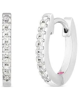 Roberto Coin 18k White Gold Extra Diamond Hoop Earrings - Metallic