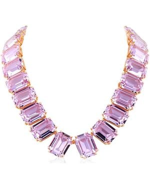 Swarovski Tone Plated Millenia Tennis Necklace - Pink
