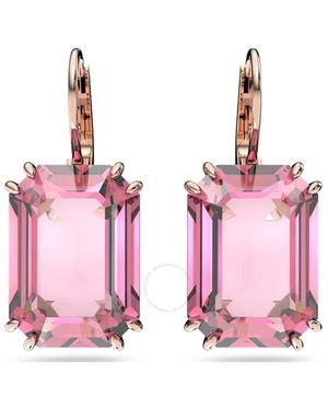 Swarovski Millenia Rose-Tone Plated Octagon Cut Earrings - Pink