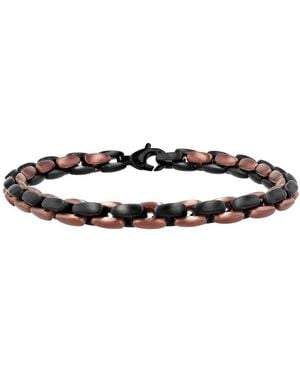 Robert Alton Stainless Steel With & Finish Oval Link Bracelet - Brown