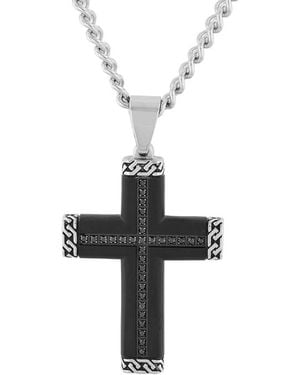 Robert Alton 1 4Ctw Diamond Stainless Steel With Finish Cross Pendant - Black