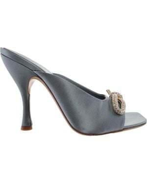 Ferragamo Ferragamo Amy Crystal-Embellished Satin Mules, Size 7.5 C - Grey