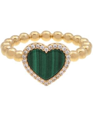 Apm Monaco Beads Heart Ring - Green