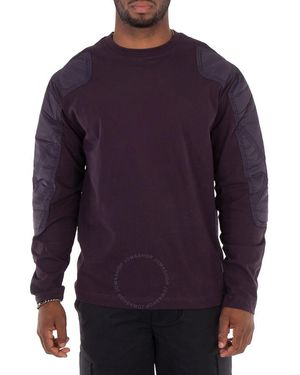 Burberry Long Sleeve Panelled Cotton Top - Blue