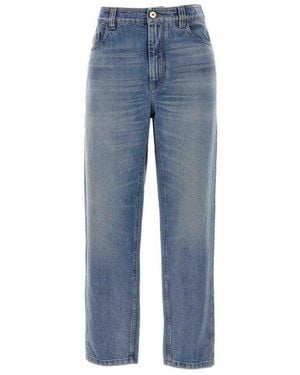 Brunello Cucinelli Light Straight Trousers, Brand Size 46 (Us - Blue