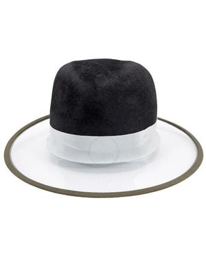 D'Estree Black Wide Brim Vinyl And Rabbit-felt Hat In Black