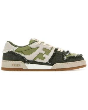 Fendi Match Denim Low-Top Trainers, Brand Size 6 Us - Green