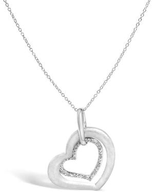 Haus of Brilliance Sterling Diamond Accent Matte Finish Heart Pendant Necklace - Metallic