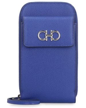 Ferragamo Leather Gancini Smartphone Holder - Blue